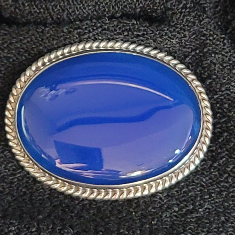 Chic Rich Cobalt Blue And Silver Vintage Pin Brooch